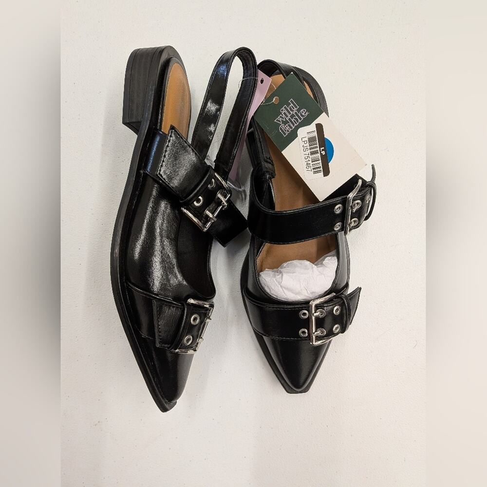 Wild Fable Black Buckle Slingback Heels Pointed Toe Size 6 Women Shoes
